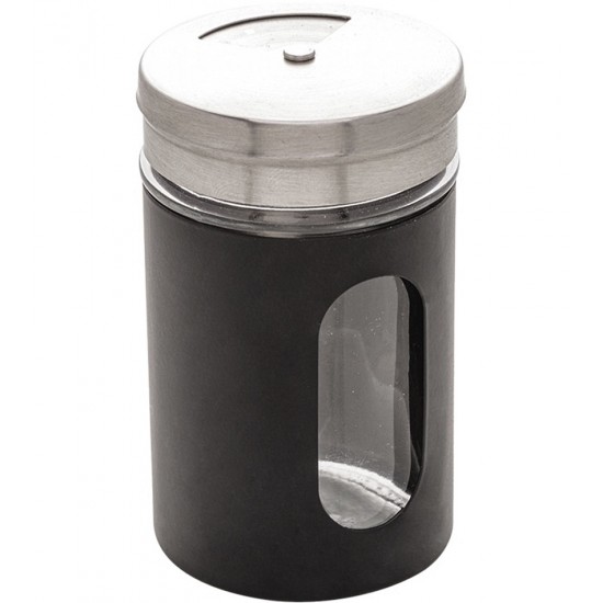 Porta Condimentos 80ml Preto De Vidro e Inox Com Tampa Dosadora